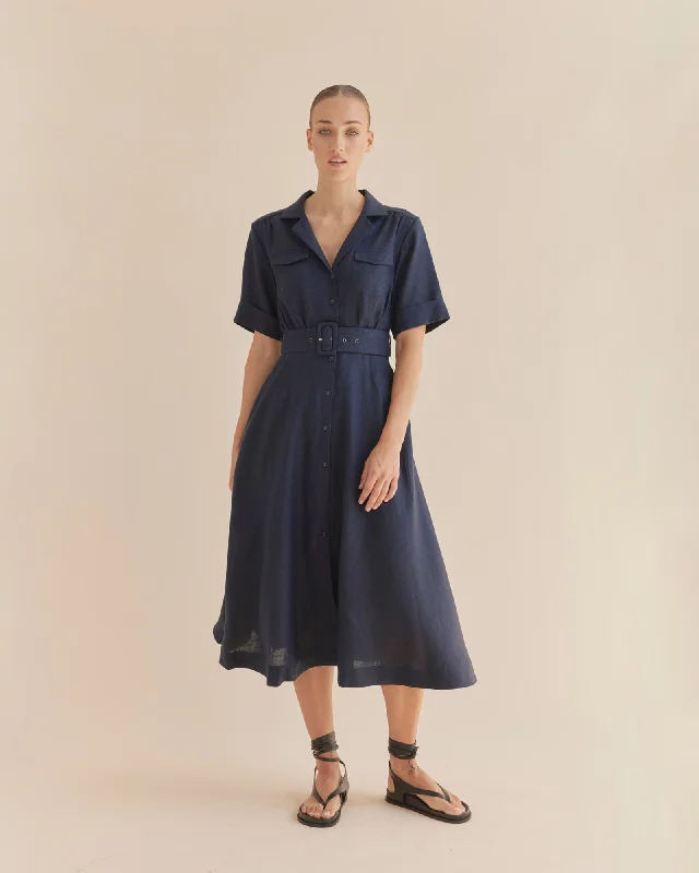 Cadence Linen Dress - Navy Summer unclassified dresses