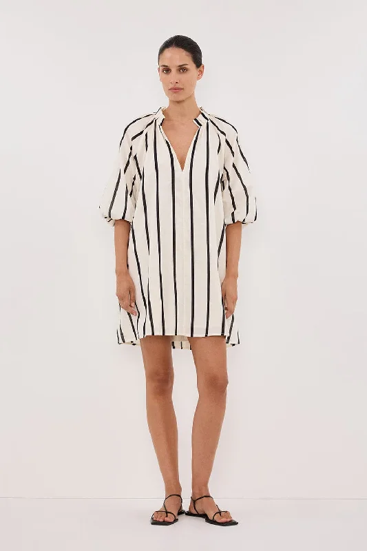 ELLIOT CREAM STRIPE SMOCK DRESS Off-shoulder unclassified dresses