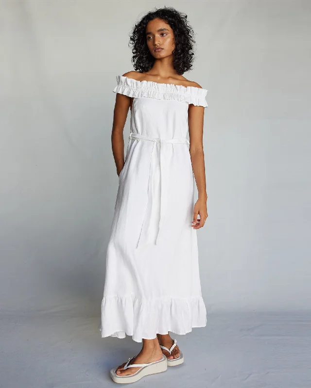 Gaia Linen Dress - White High-end unclassified dresses