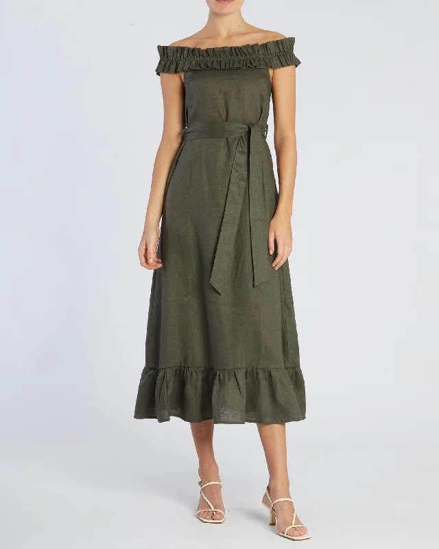 Gaia Linen Dress - Moss Stylish unclassified dresses