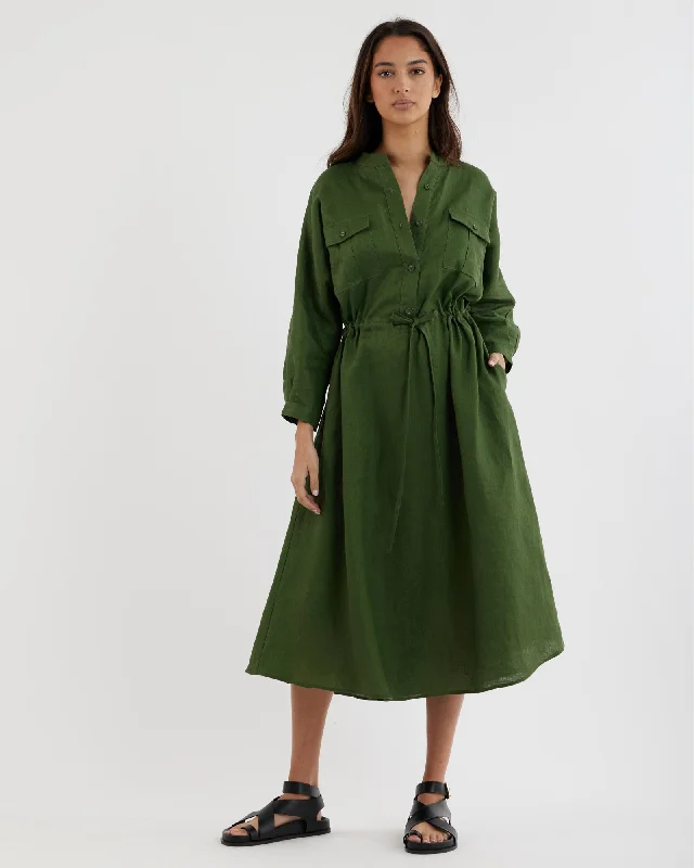 Jade Linen Tunic Dress - Verdant Earthy tone unclassified dresses