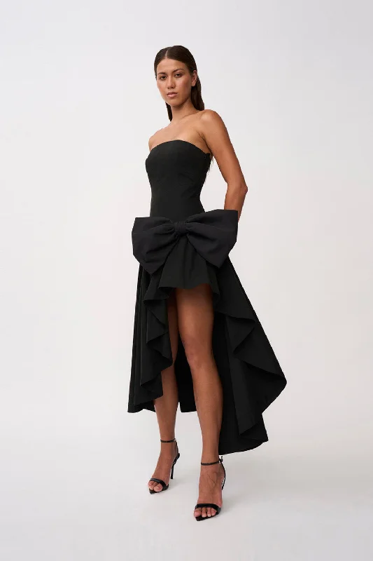 Paloma Bow Strapless Gown- Black Cocktail unclassified dresses