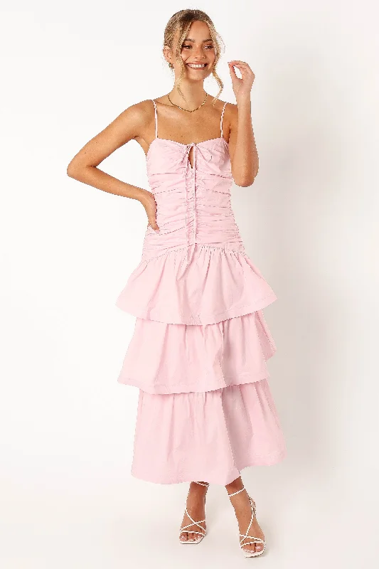 Perry Tiered Dress - Pink Open-back unclassified dresses