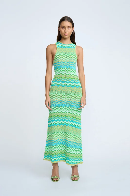 Rayne Ripple Stripe Knit Dress | Final Sale - Green Multi Earthy tone unclassified dresses