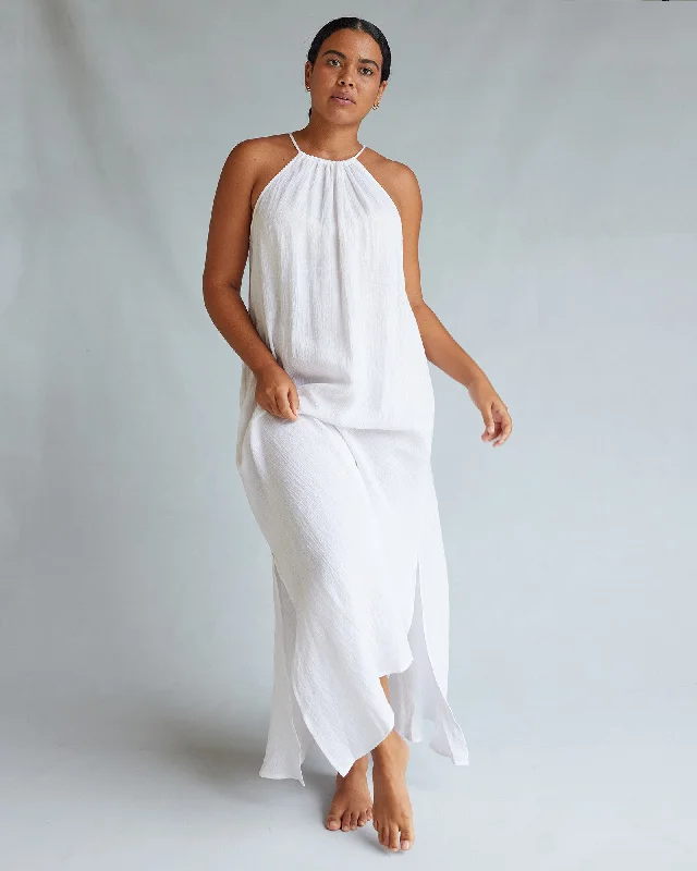 Saloma Linen Halter Dress - White Plus size unclassified dresses