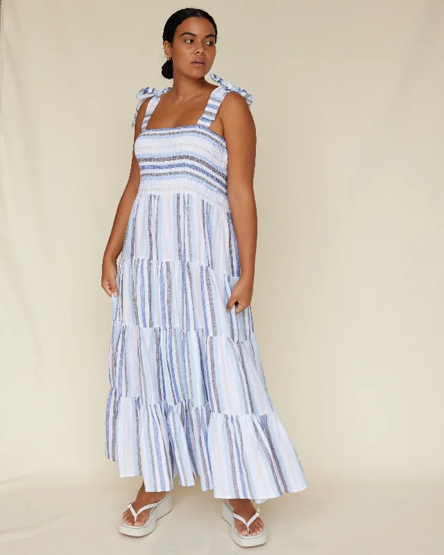 Zanci Stripe Linen Dress - Blue Luxury unclassified dresses