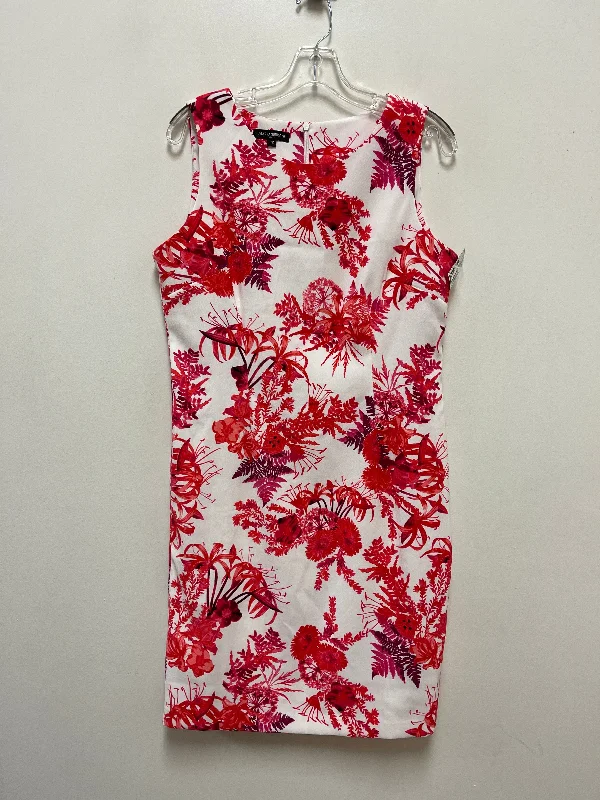 Dress Casual Midi By Mario Serrani In Red & White, Size: L Printed Floral Midi