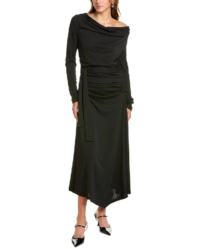 Nicholas Elysia Scarf Cowl Neck Midi Dress Tulle A-line Skirt