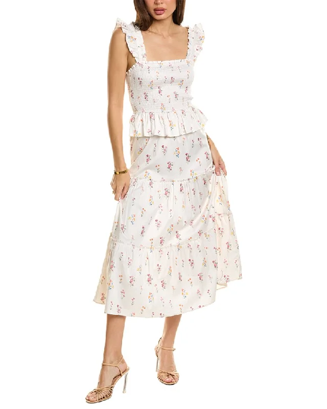 Rachel Parcell Smocked Flutter Midi Dress Midi Skirt Trendy