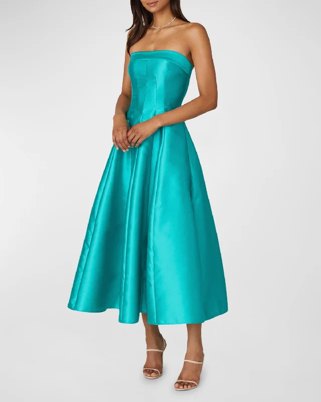 Strapless Multi-Seamed Mikado Midi Dress Midi Skirt Fashion