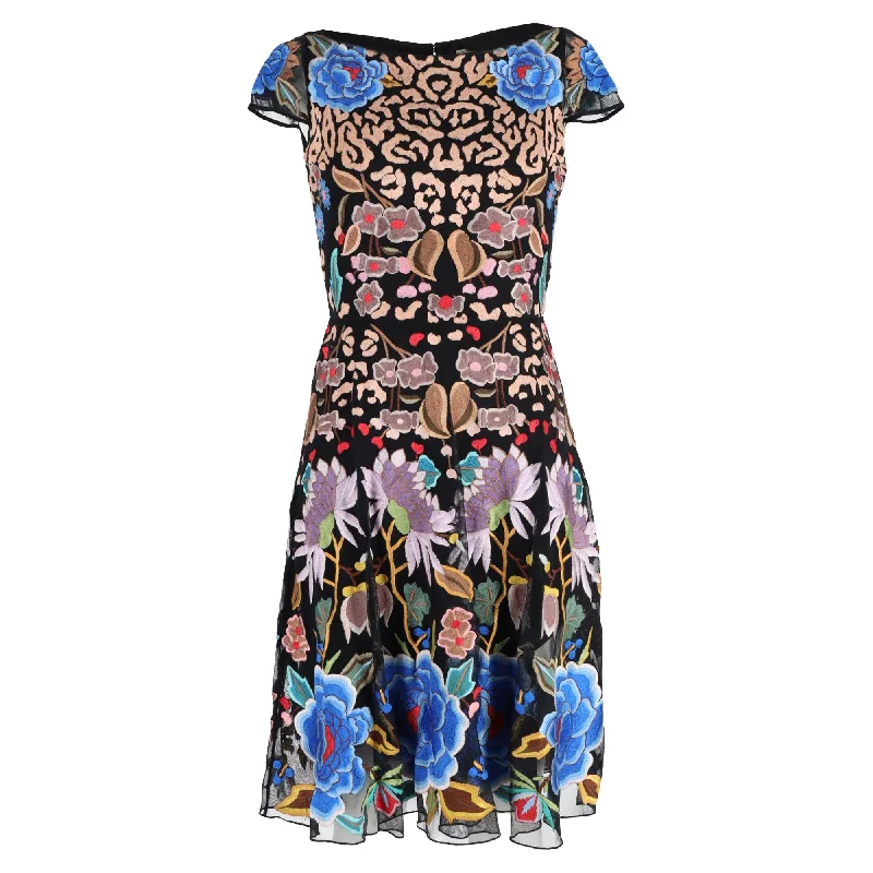 Temperley London Floral Embroidered Midi Dress in Multicolored Nylon Midi Skirt Trend