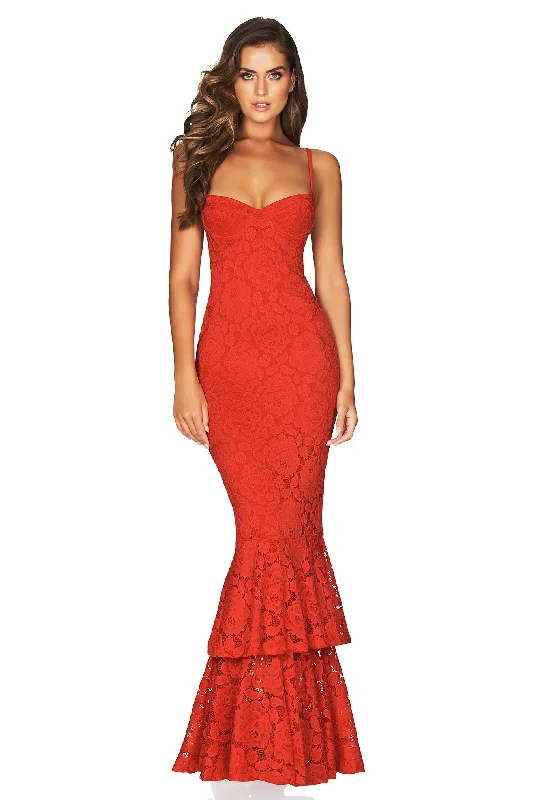 NOOKIE Liana Lace Gown (Red) - RRP $339 Lace Detail Dress