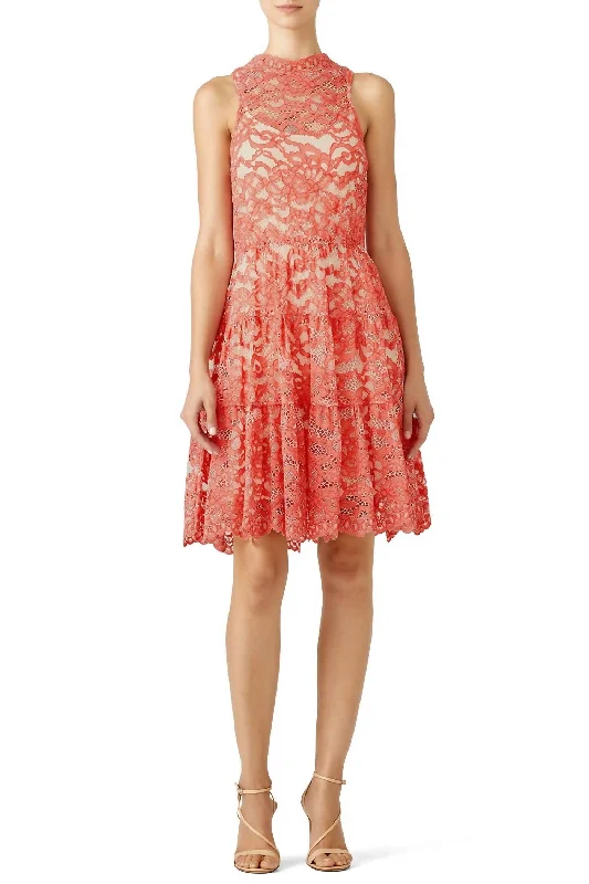 Posie Lace Dress In Pink Tiered Lace Gown