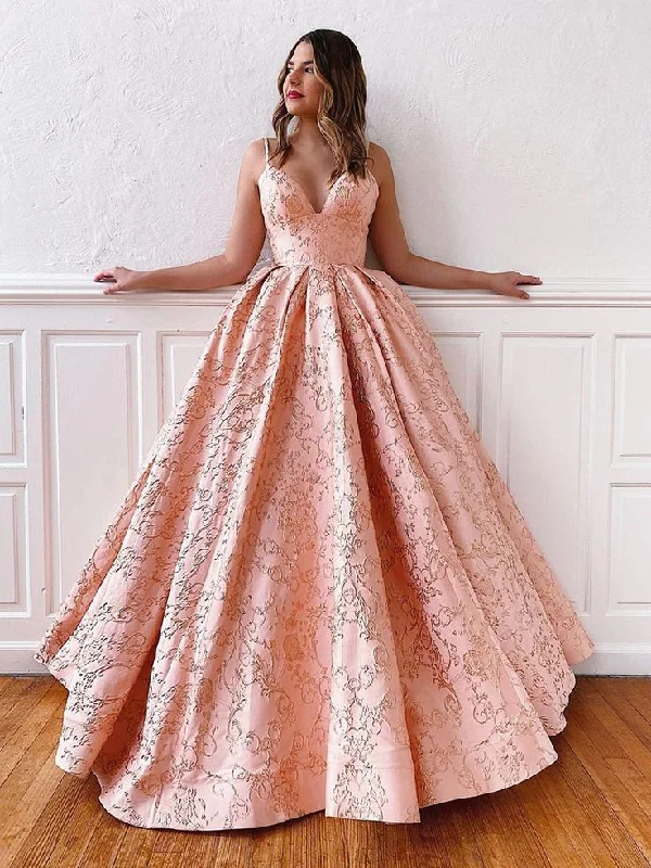 V Neck Pink Lace Prom Gown with Corset Back Corset Back Prom Formal Evening Dresses,DP083 Lace Dress Glam